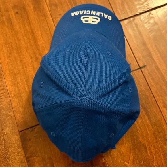 Balenciaga Blue Logo Embroidered Baseball Hat - Picture 4 of 16